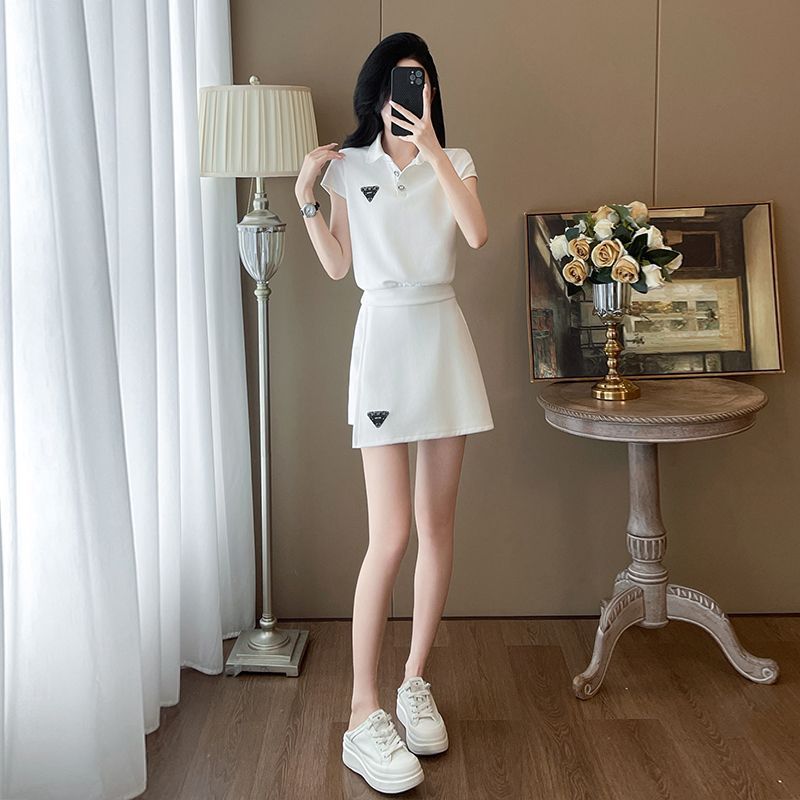 Casual High-Quality Lapel Short Sleeve Dress Set