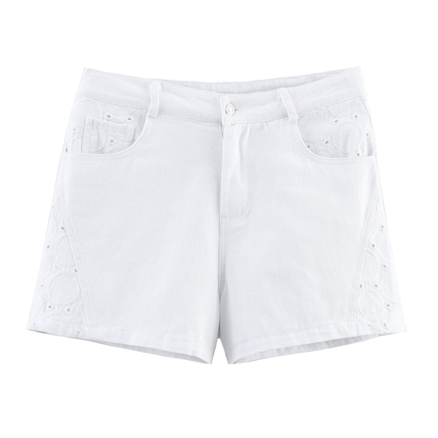 Women's Hollow-out Embroidered Vest Top + Shorts + Long Pants Set