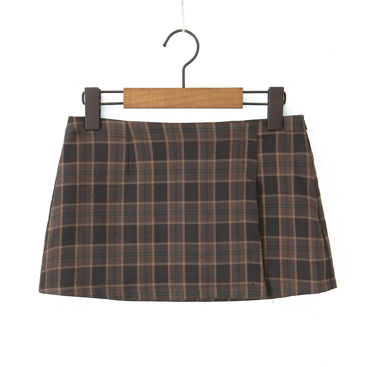 Fashion patchwork plaid top+short skirt set