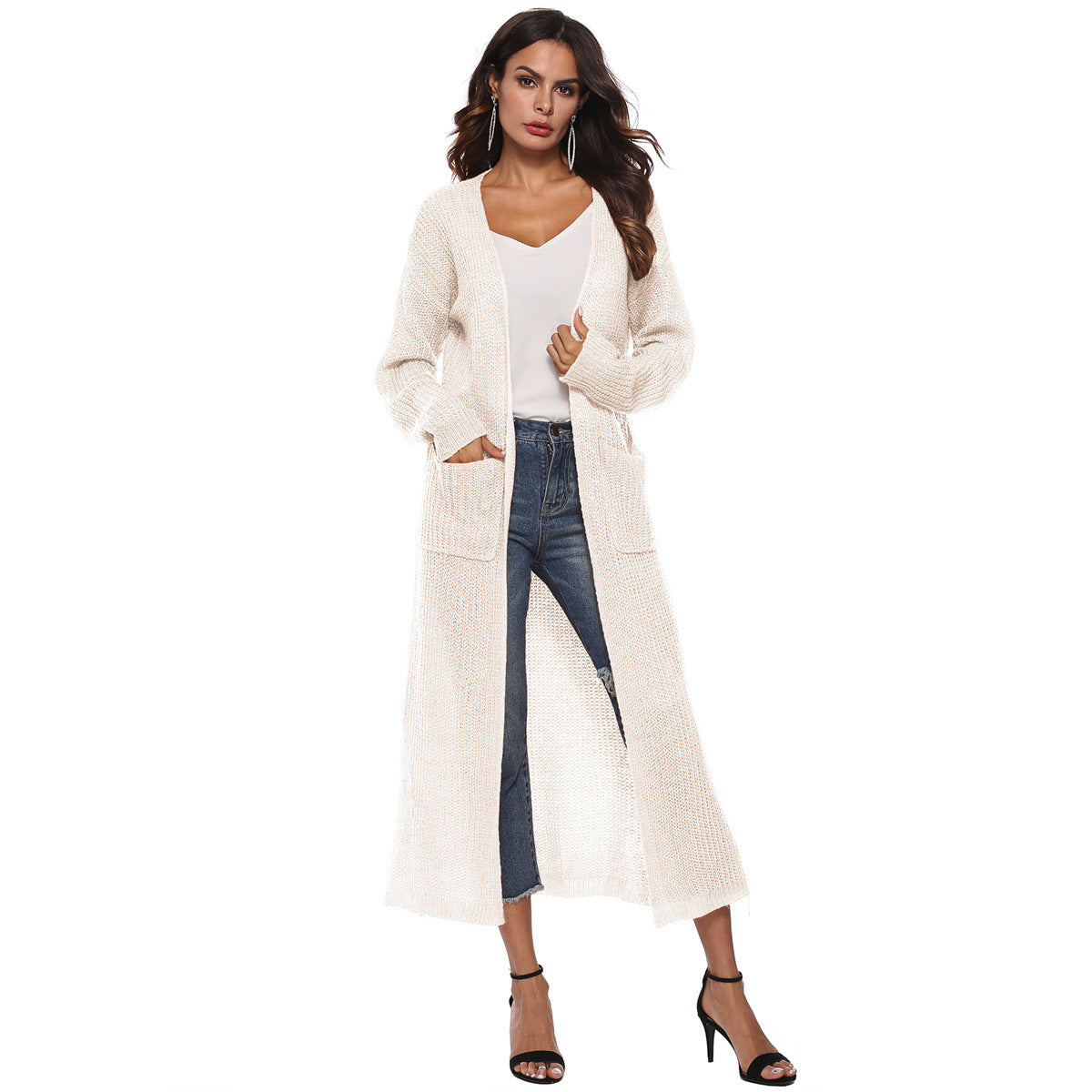 Split large pocket long jacket