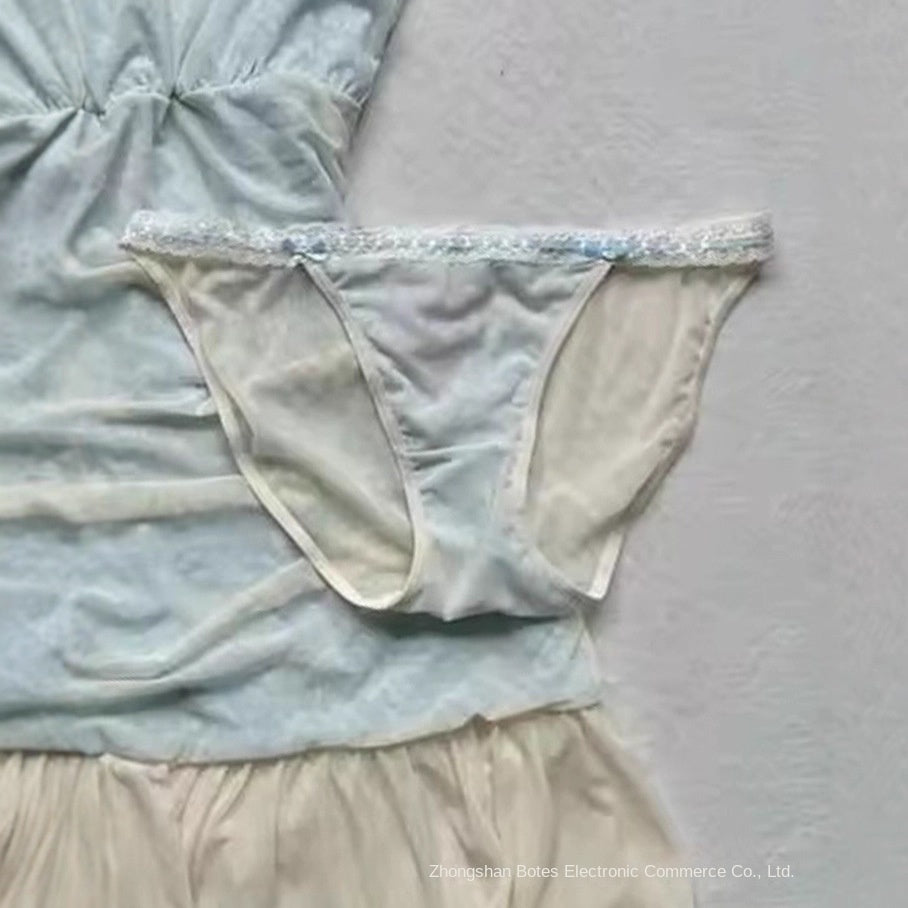 Spliced Lace Summer Waist-cinching Slimming Strapless Dress and Panty Set