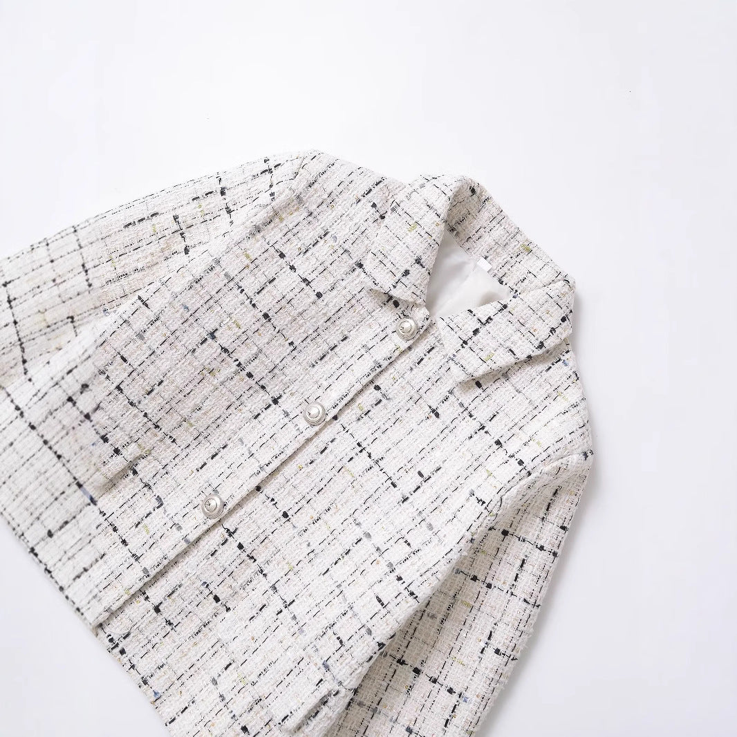 Xiaoxiangfeng textured checkered long sleeved suit jacket
