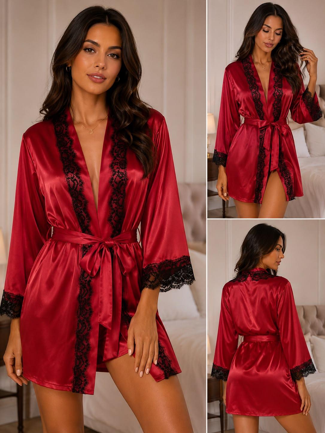 FITOLINI Luxury Satin Robe