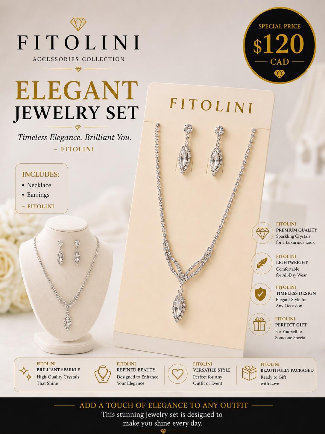 FITOLINI Crystal Jewelry Set