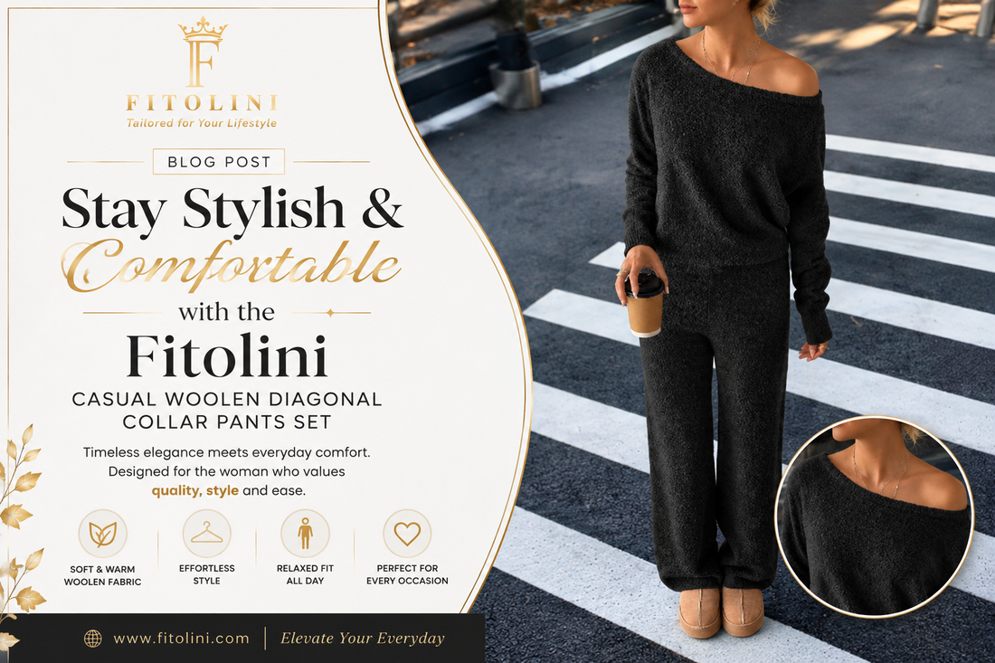 Stay Stylish and Comfortable with the Fitolini Casual Woolen Diagonal Collar Pants Set