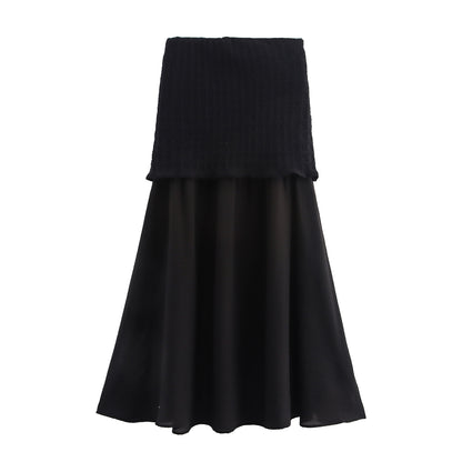 Women's Layered Decorative Knit Jacket + Camisole + Spliced Knit Set