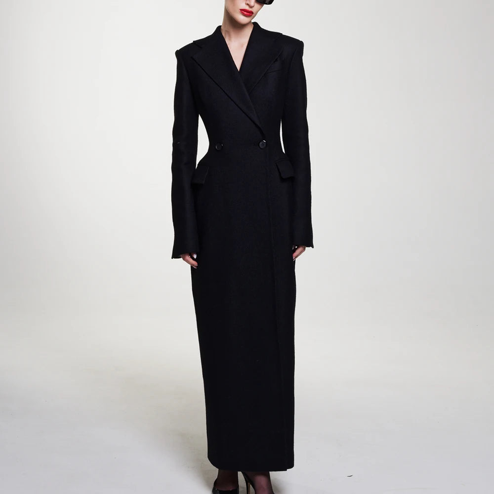 Waist slimming long suit jacket for women