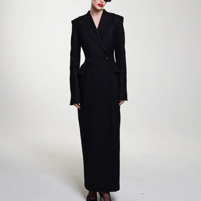 Waist slimming long suit jacket for women