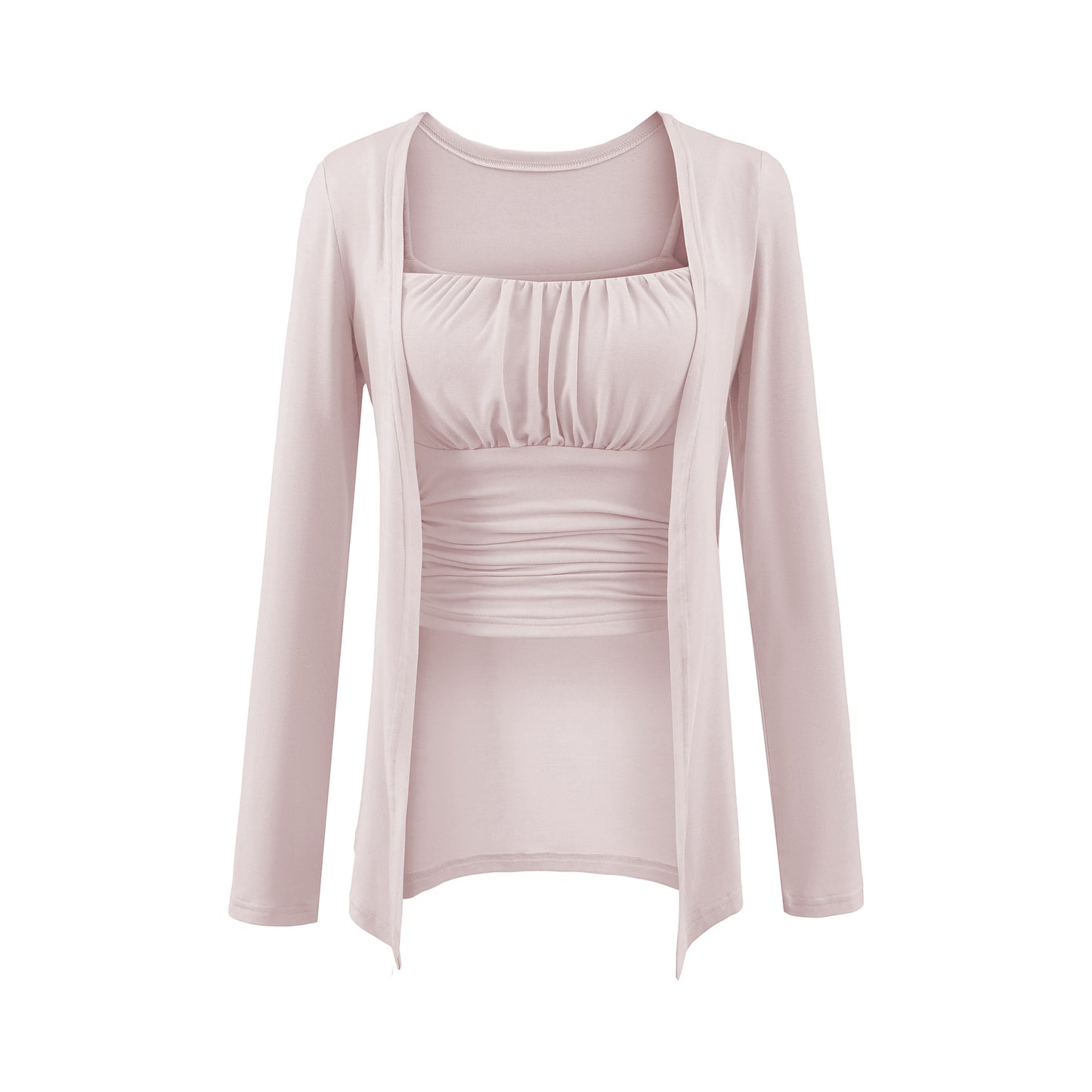Chest cushion pleated camisole vest ➕ Long sleeved cardigan set