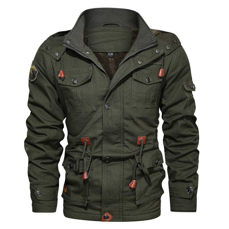 Zipper three-dimensional patch pocket short jacket