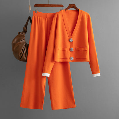 Top+casual wide leg pants two-piece set