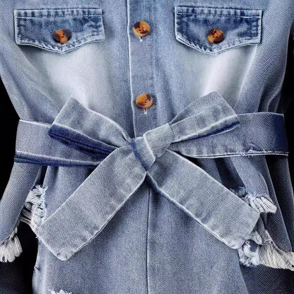 Ripped denim jumpsuit