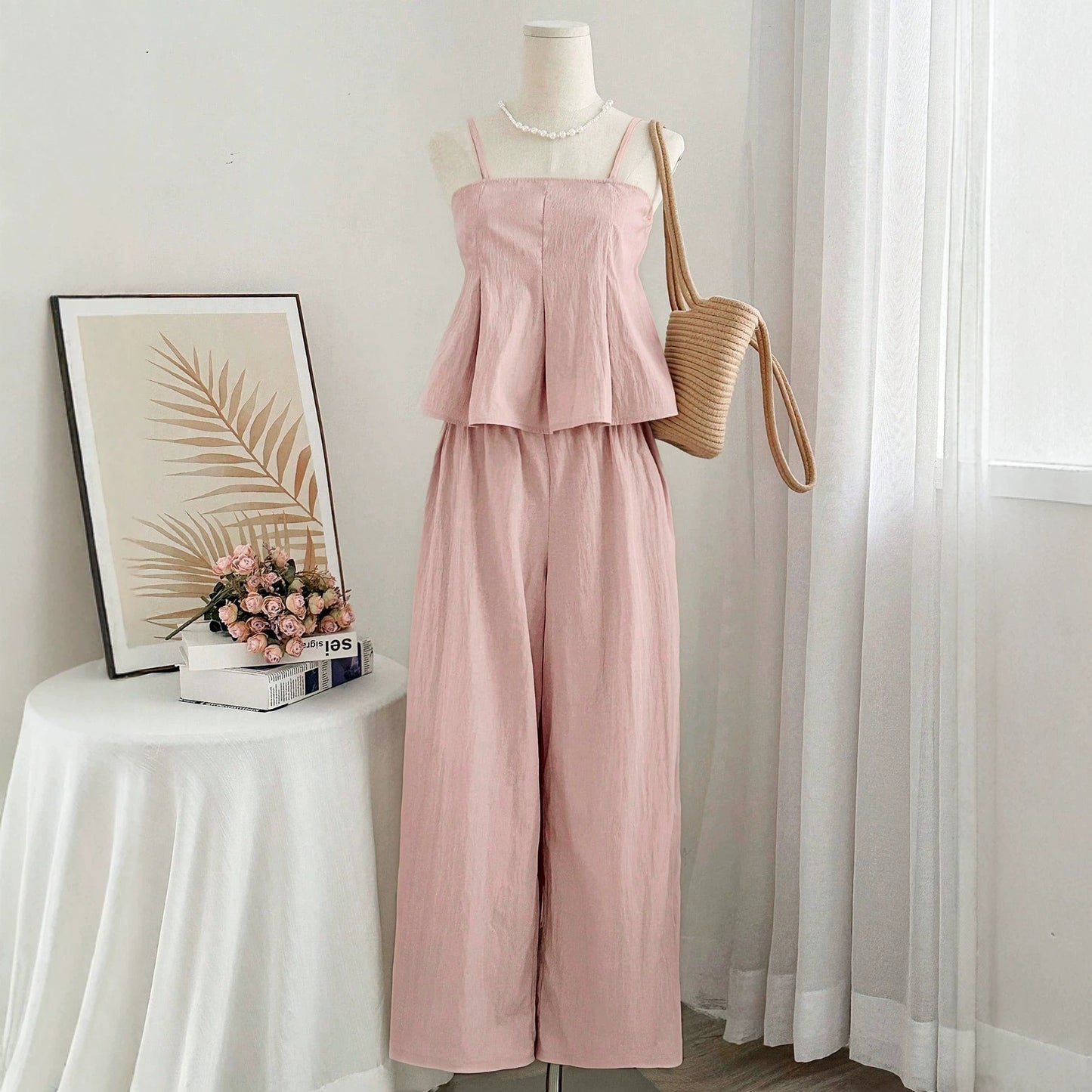 Sleeveless long pants set
