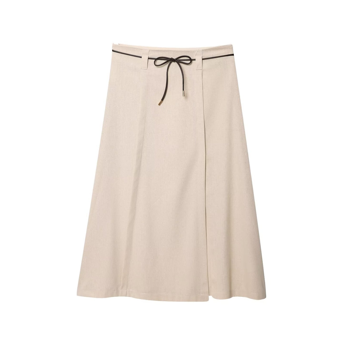 Women's Linen Halter Neck Top + Belted Midi Skirt Set