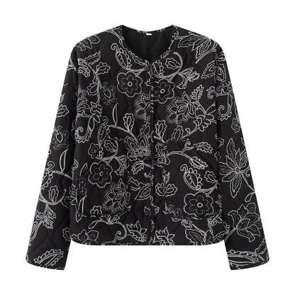 Quilted printed jacket cotton jacket