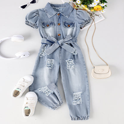 Ripped denim jumpsuit