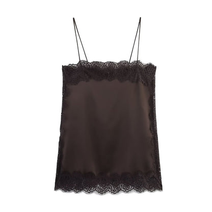 Splicing lace camisole+skirt set