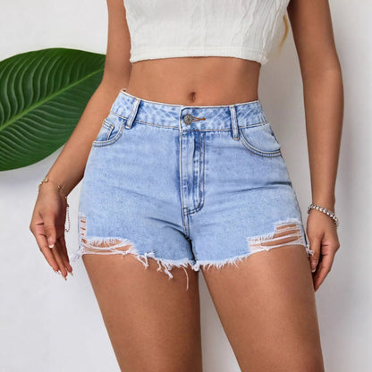 Women's ripped denim shorts