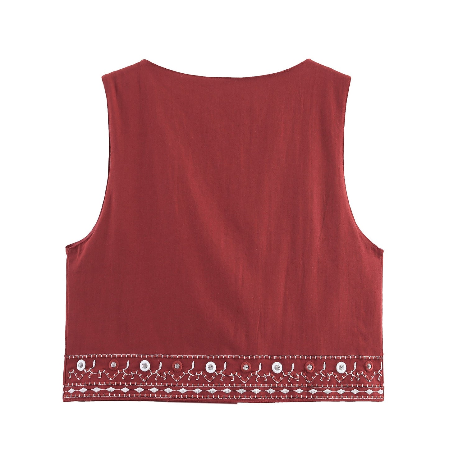 Women's Clothing Mirror Effect Decorative Embroidery Vest + Shorts Set