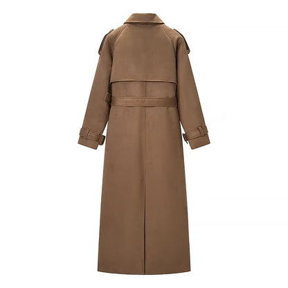 Suede textured long windbreaker jacket
