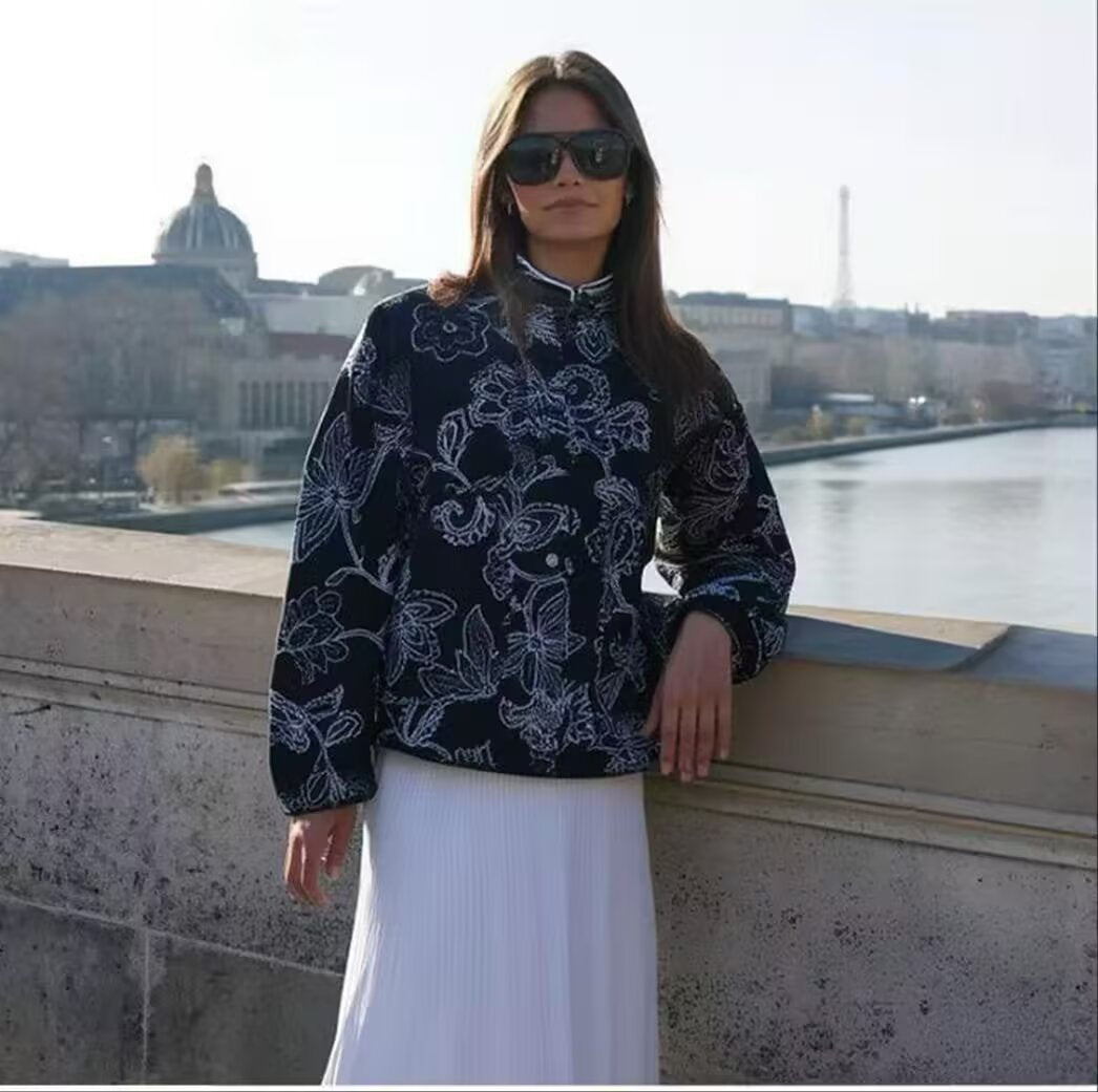 Quilted printed jacket cotton jacket