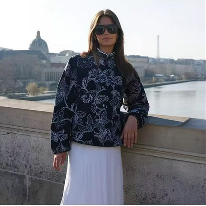 Quilted printed jacket cotton jacket