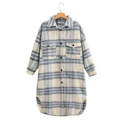 Versatile woolen plaid jacket