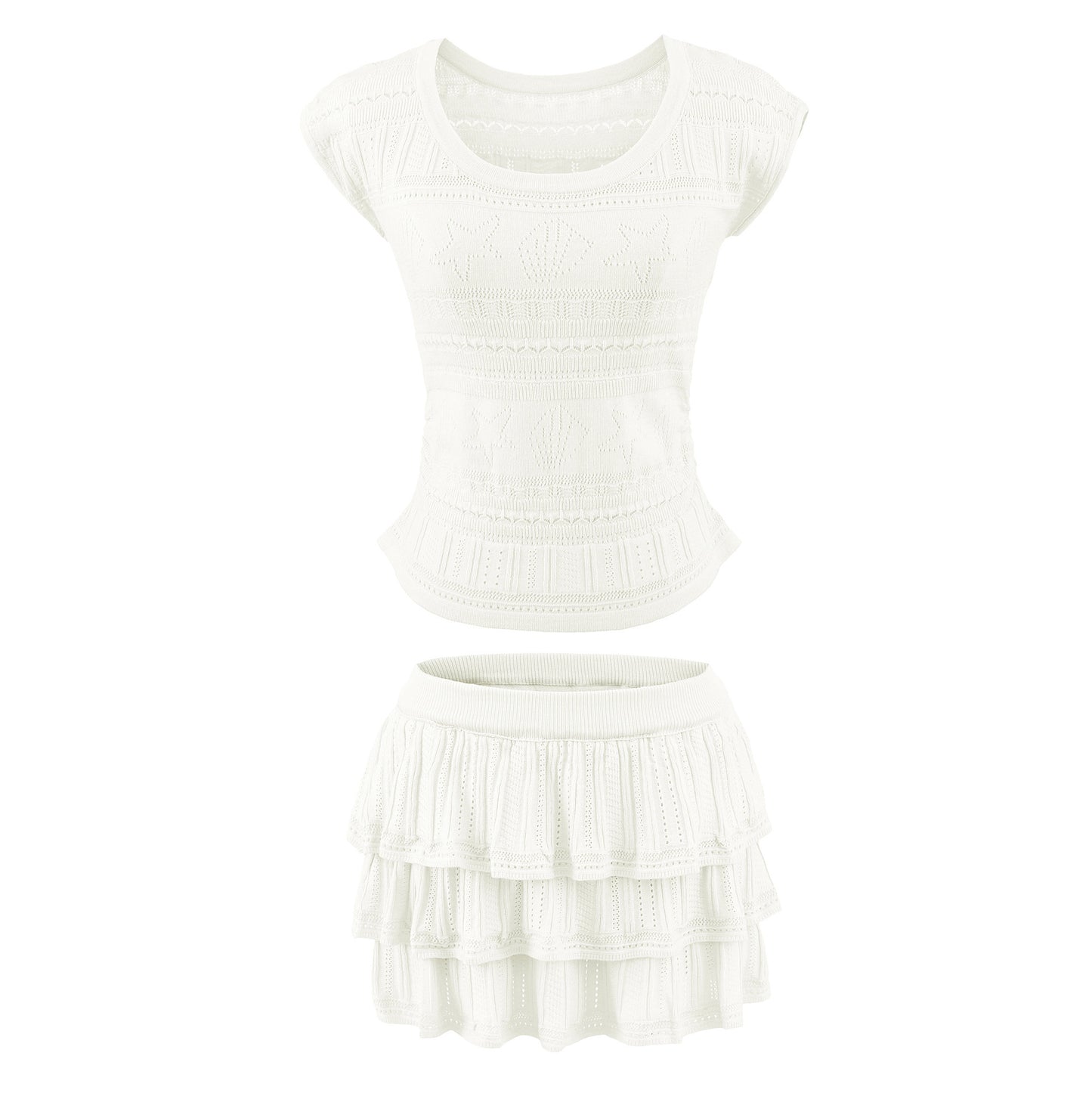 Slim fit short sleeved top and skirt set
