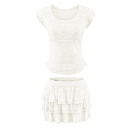 Slim fit short sleeved top and skirt set
