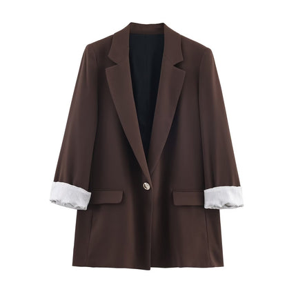 Printed sleeve suit jacket