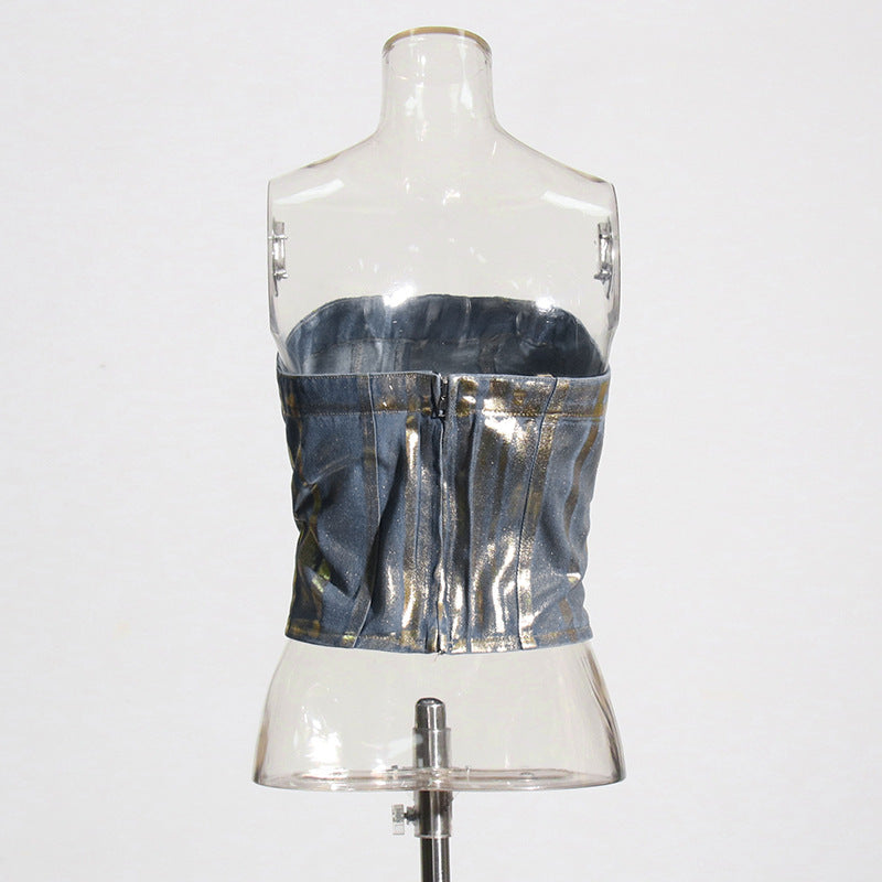 Denim short top for women