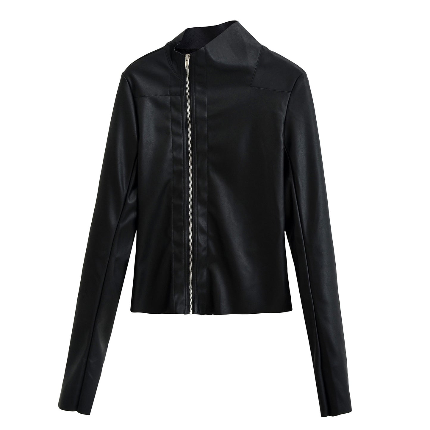 Tailored side zipper irregular jacket leather jacket