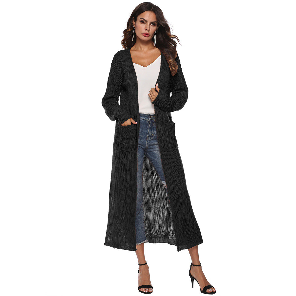 Split large pocket long jacket