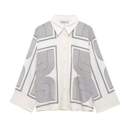 Fashion printed twill shirt+pants set