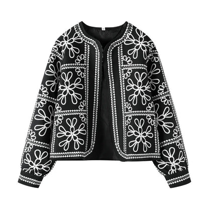 Fashion Casual Print Color-block Cotton Coat  Shorts Set