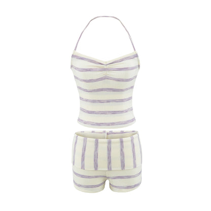 Striped camisole shorts set