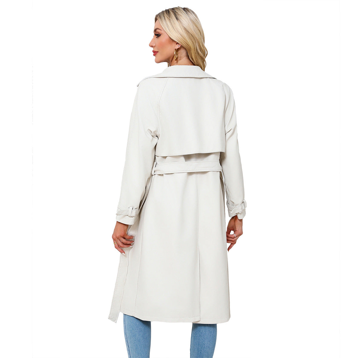 Long loose jacket with a lapel jacket