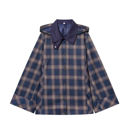 Grid design hooded jacket jacket+pants set