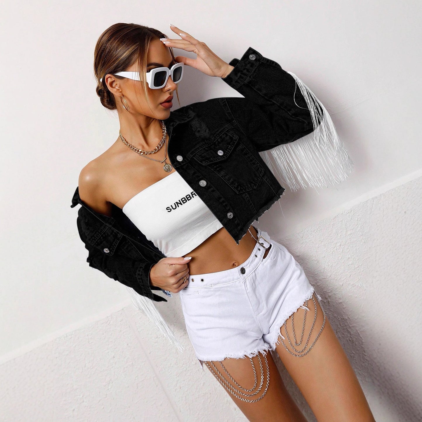Tassel women's denim jacket jacket