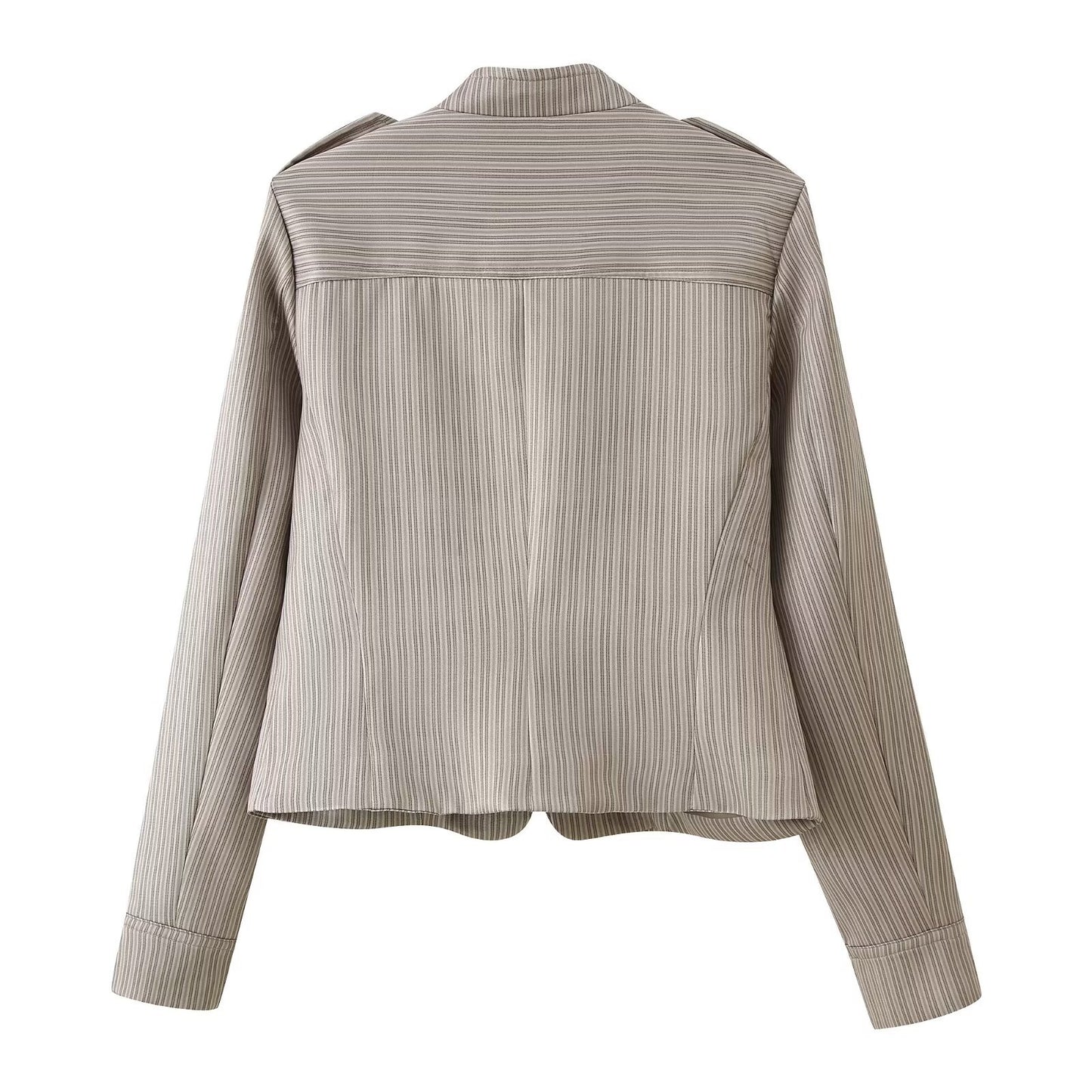 Striped Off Coat+Striped Pants Set