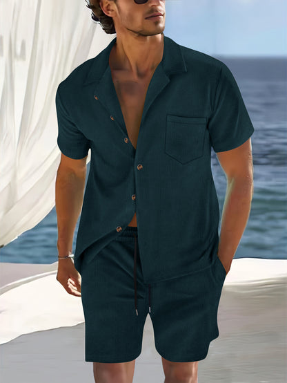 Set of casual sportswear shorts shirt