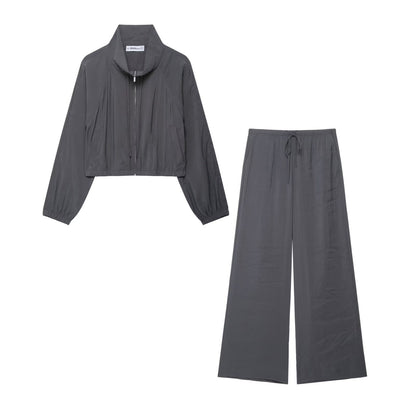 Hoodie style jacket+pants set