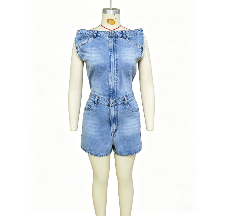 Sleeveless denim jumpsuit