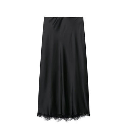 Lace trimmed top+skirt set