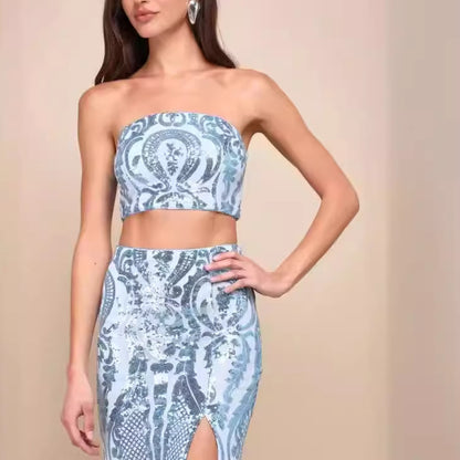 Two piece strapless dress set