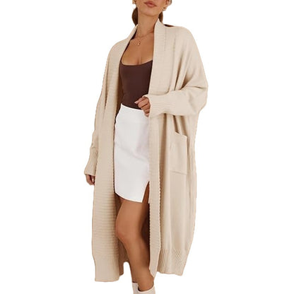 Long pocket knitted sweater jacket