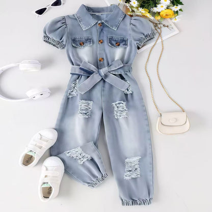 Ripped denim jumpsuit