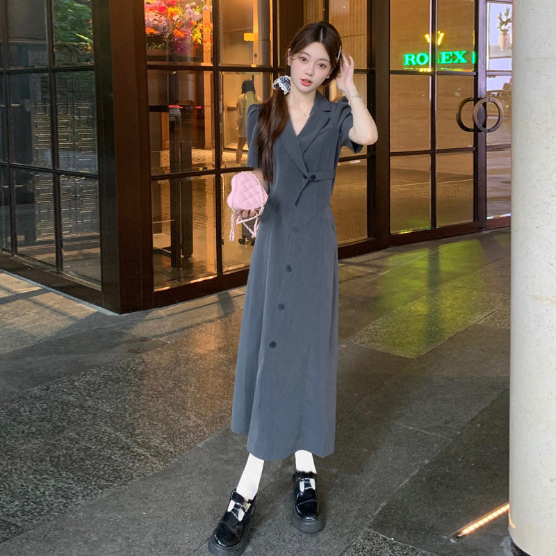 Fashion StyleSolid ColorLong Sleeve Suit Design  Dress Set