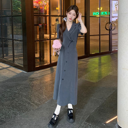 Fashion StyleSolid ColorLong Sleeve Suit Design  Dress Set