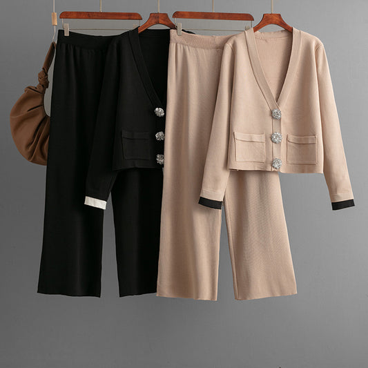 Top+casual wide leg pants two-piece set
